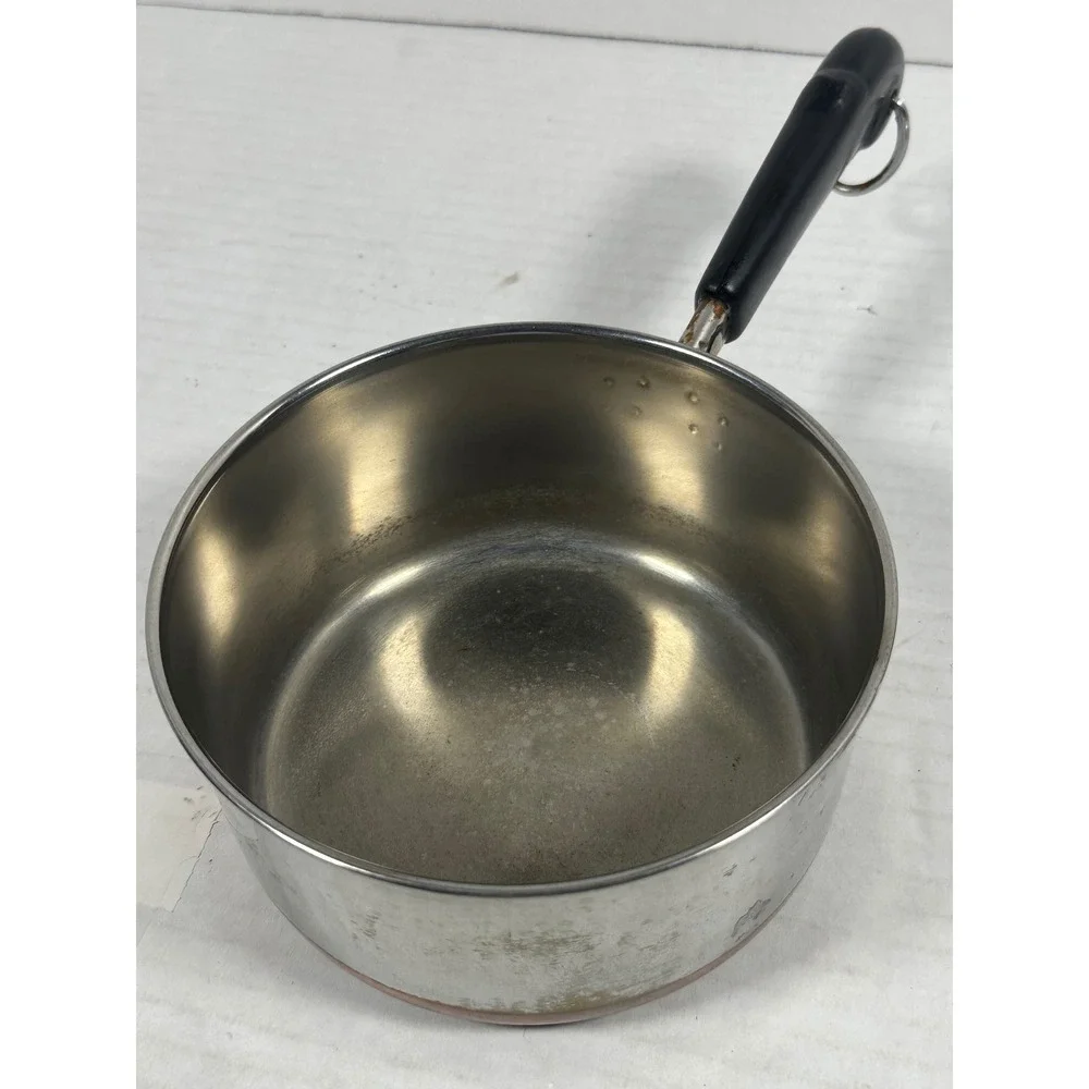 Revere Ware 1 Qt Saucepan with‎ Lid Copper Clad Bottom Stainless Steel 1801 USA